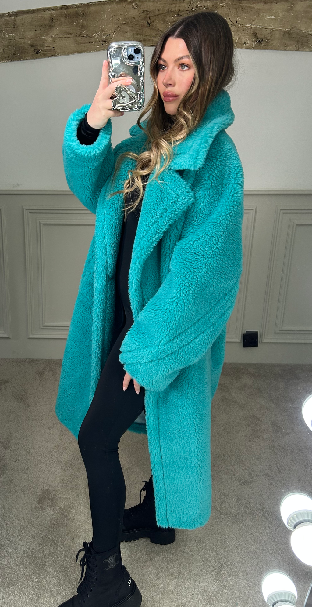MARA Aqua Teddy Coat with Suede Lining image 2
