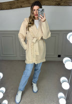 Cream Fringed Wrap Over Cardigan - LIMITED image 0