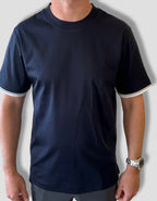 MENS H Navy T-shirt with White Trim   image 0