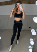 YOGA Two Piece Black with White Piping Gym Set  image 0