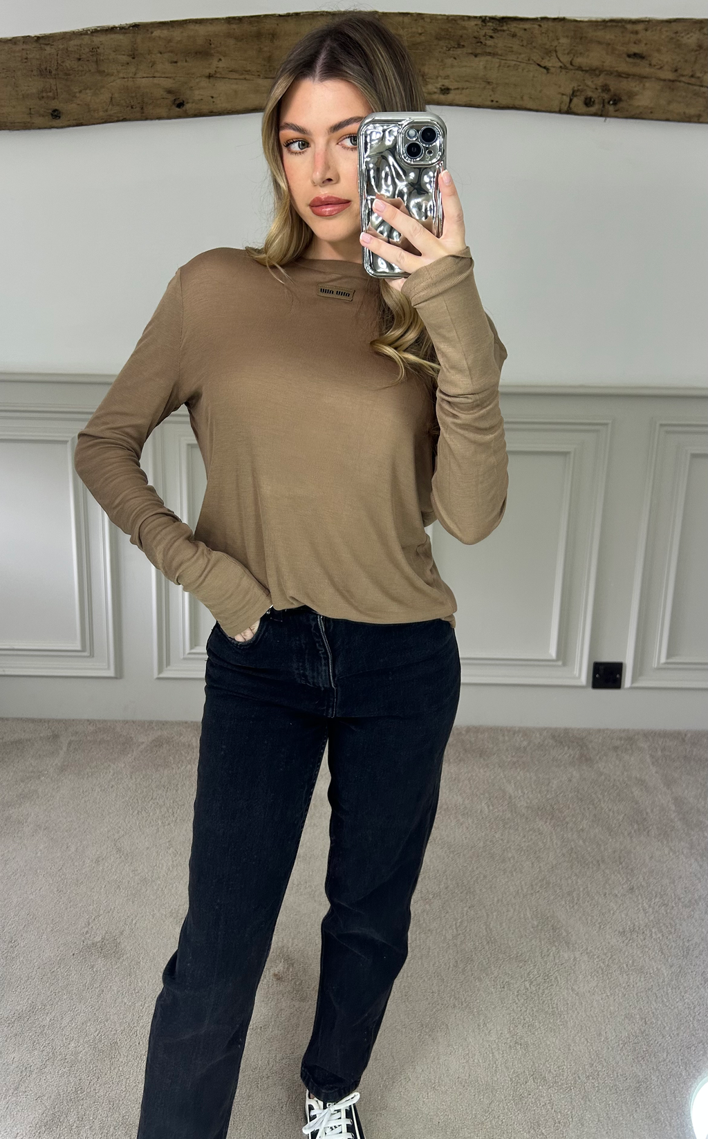 MUI Brown Long Sleeve Cotton Top image 2