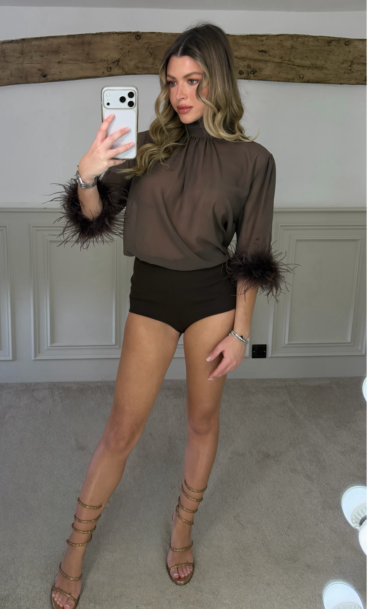 The PERFECT SHORTS Illusion Crepe Sculpted Chocolate Brown Full Coverage image 2
