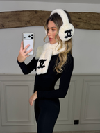 CC White & Black Ear Muff & Scarf SET - LIMITED image 3