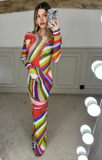 EMILIO Multi Colour Lime Iride Mesh Long Sleeve Dress image 0