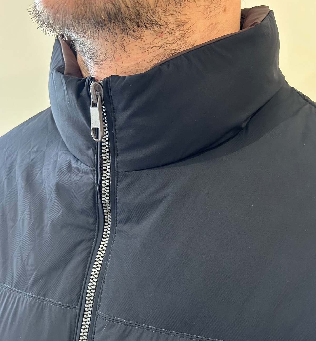 MENS Fitted Waterproof Coat Dark Navy with Seamless Zip  image 2