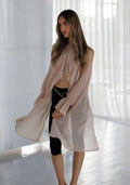 CHLO Beige High Neck Draped Blouse