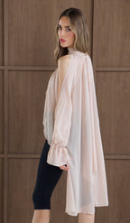 CHLO Beige High Neck Draped Blouse