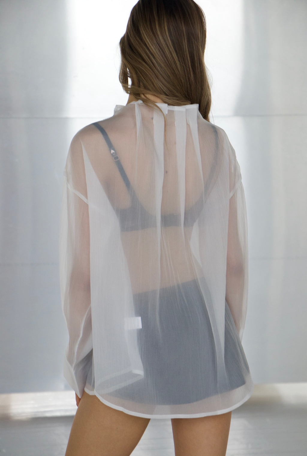 CHLO White Translucent Long Sleeve Blouse