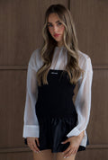 MUI Black Stretch Ruched Puffball Dress - LIMITED