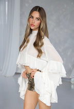 CHLO Beige Ruffled Long Sleeve Top