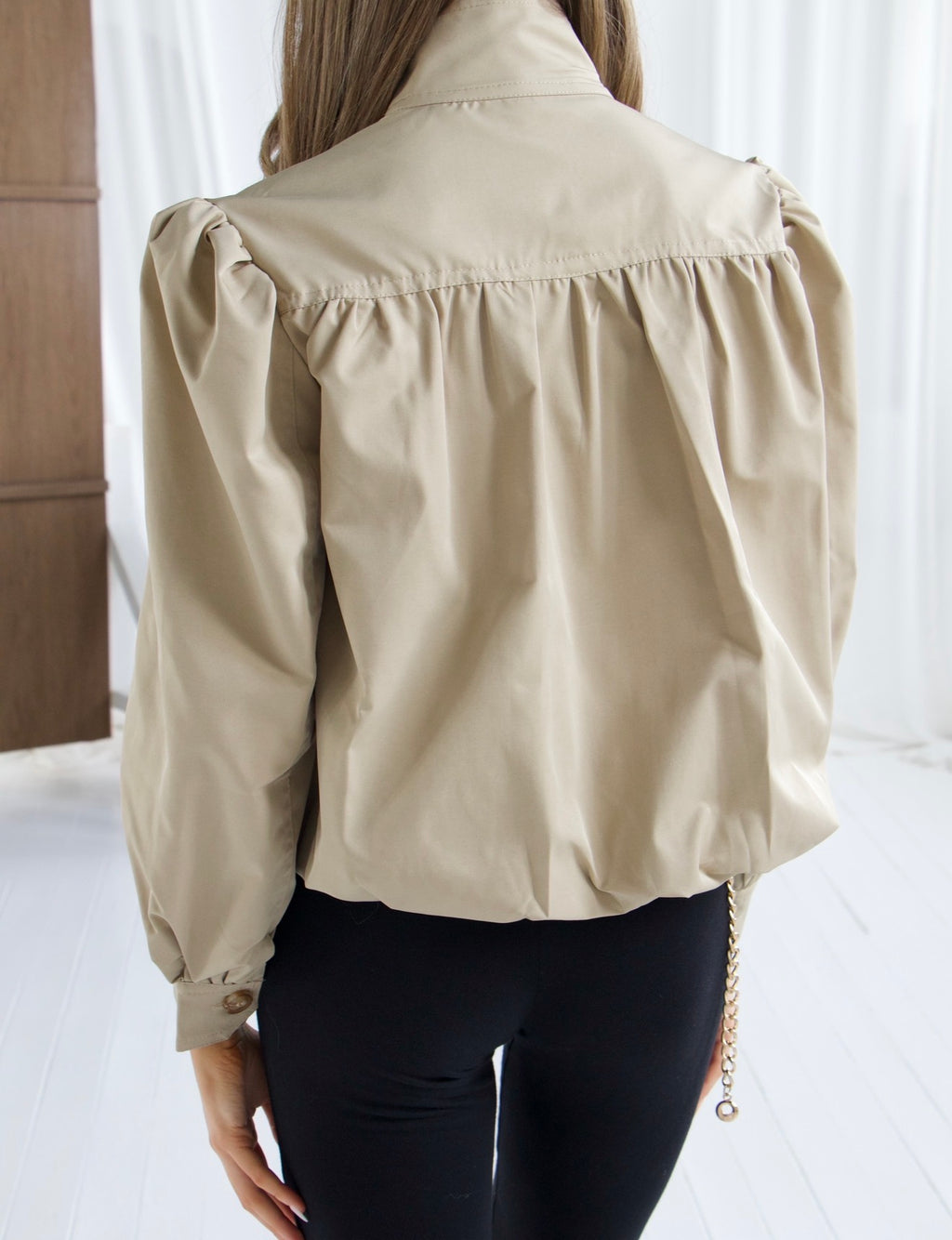 CHLOE Beige Button Up High Collar Jacket
