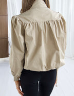 CHLOE Beige Button Up High Collar Jacket