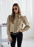 CHLOE Beige Button Up High Collar Jacket