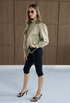 CHLOE Beige Button Up High Collar Jacket