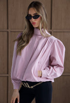 CHLOE Pink Button Up High Collar Jacket