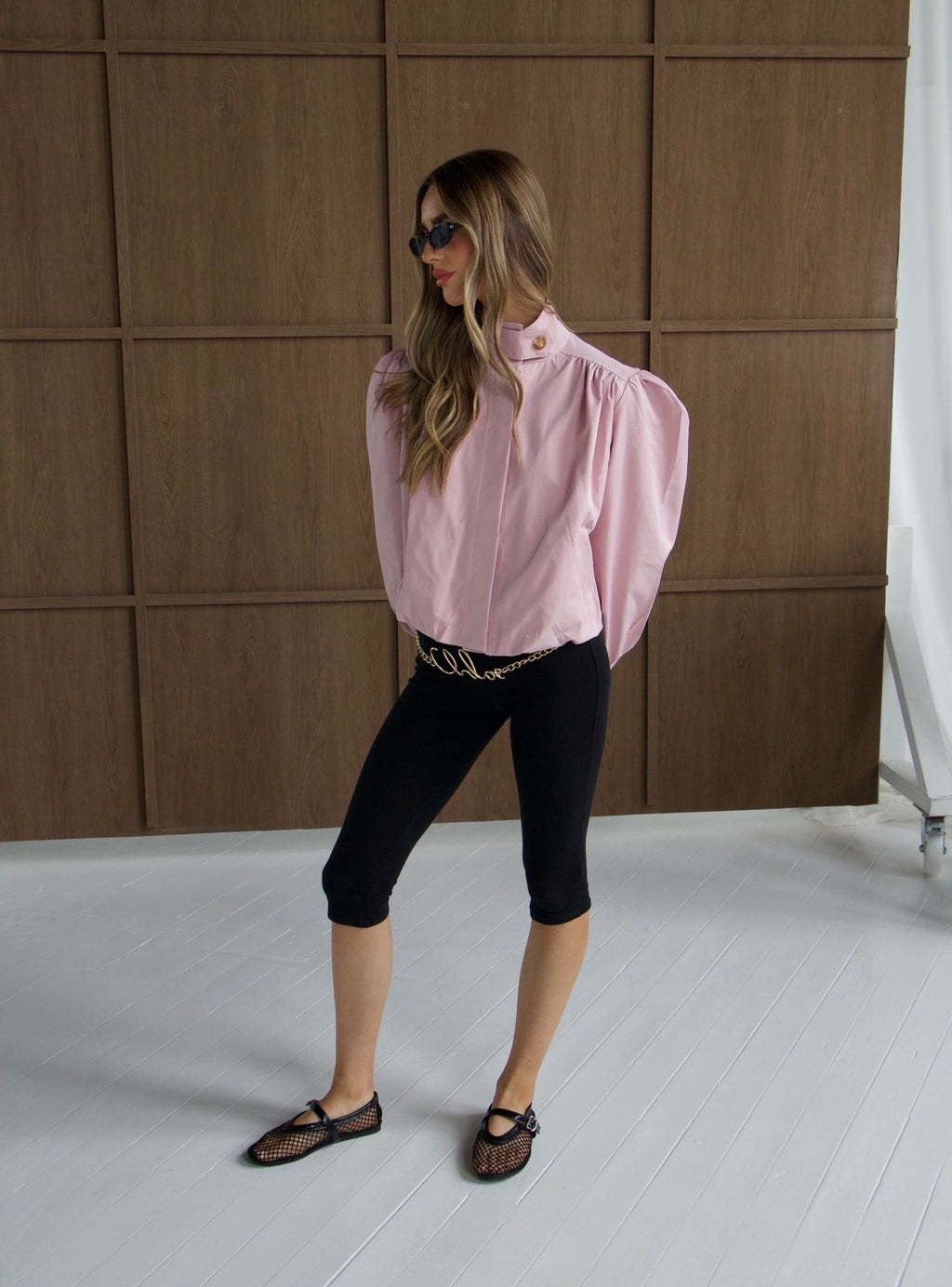 CHLOE Pink Button Up High Collar Jacket