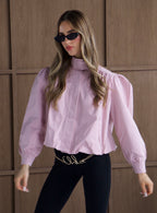 CHLOE Pink Button Up High Collar Jacket