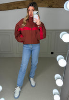 Canvas Cognac & Crimson Zip Up Track Jacket - LIMITED