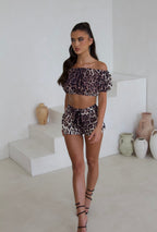DOLCE Leopard Puff Sleeve & Shorts Set