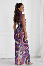 EMILIO IRIDE Purple Print Long Dress