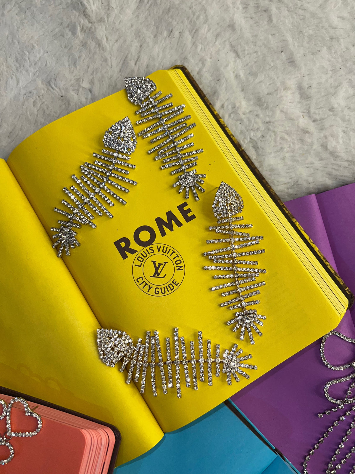 FISHBONE Silver & Gold Large Diamonte Earrings 🐟 image 1