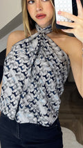 H Navy & Grey 90cm Mini Horse Scarf Top image 0