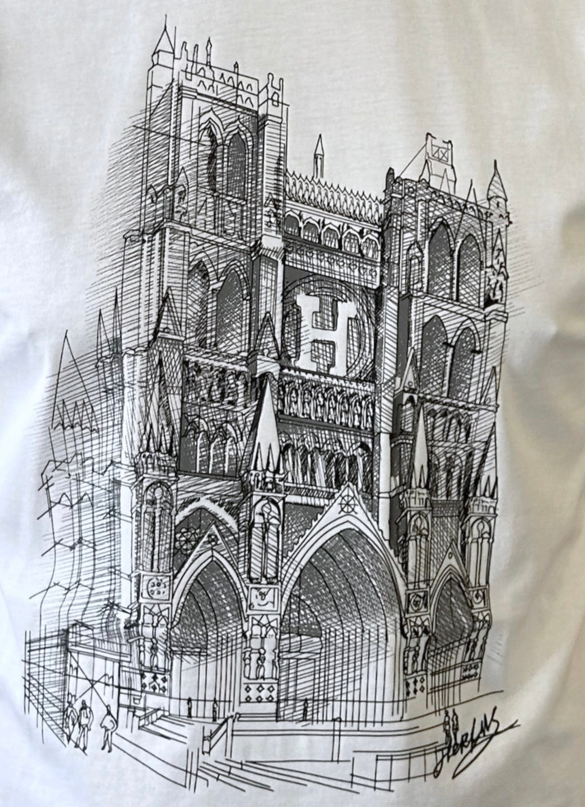 MENS H Church Print White T-shirt  image 1