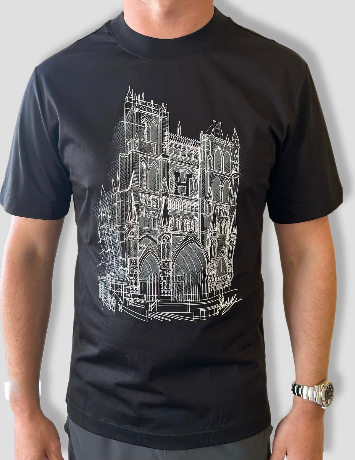 MENS H Church Print Black T-shirt  image 0