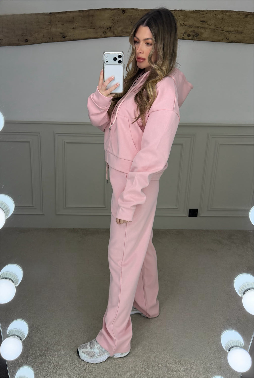 PINK Tracksuit with Hood & Drawstring Hem Track Pants image 4