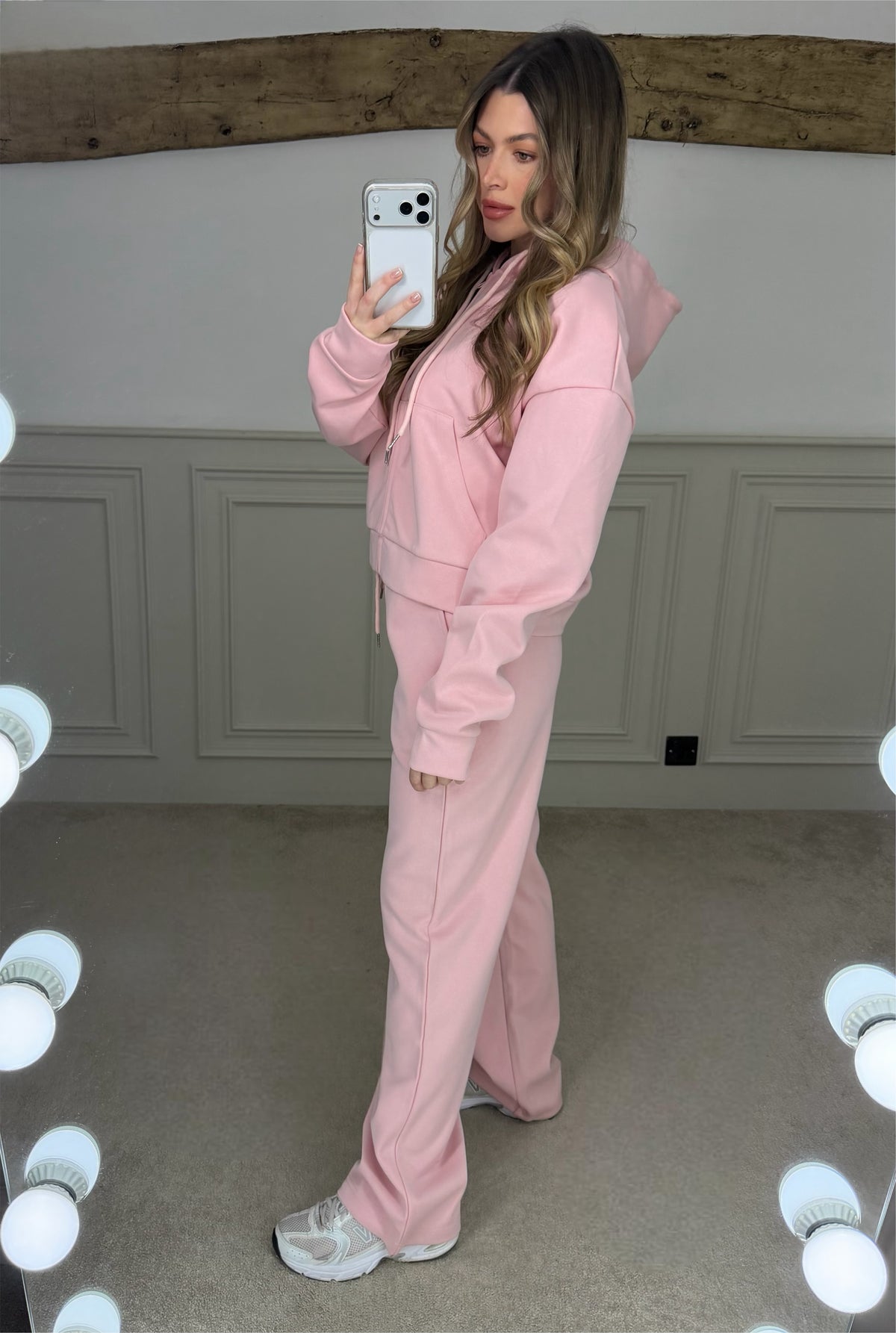 PINK Tracksuit with Hood & Drawstring Hem Track Pants image 4