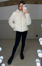 WHITE Faux Fur Gilet Coat with Hood  image 1