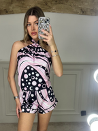EMILIO Black & Light Pink 90cm Scarf  image 2