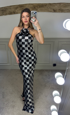 Sequin Checkerboard Halter Gown - Limited image 4