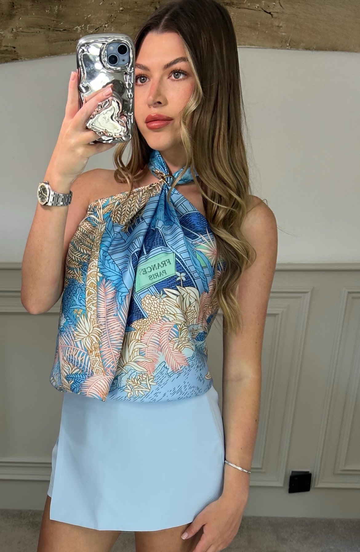 H Blue & Gold Hotel Scarf Top image 0