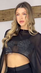 Diamonte Petal Bralette with Black Straps - LIMITED image 0