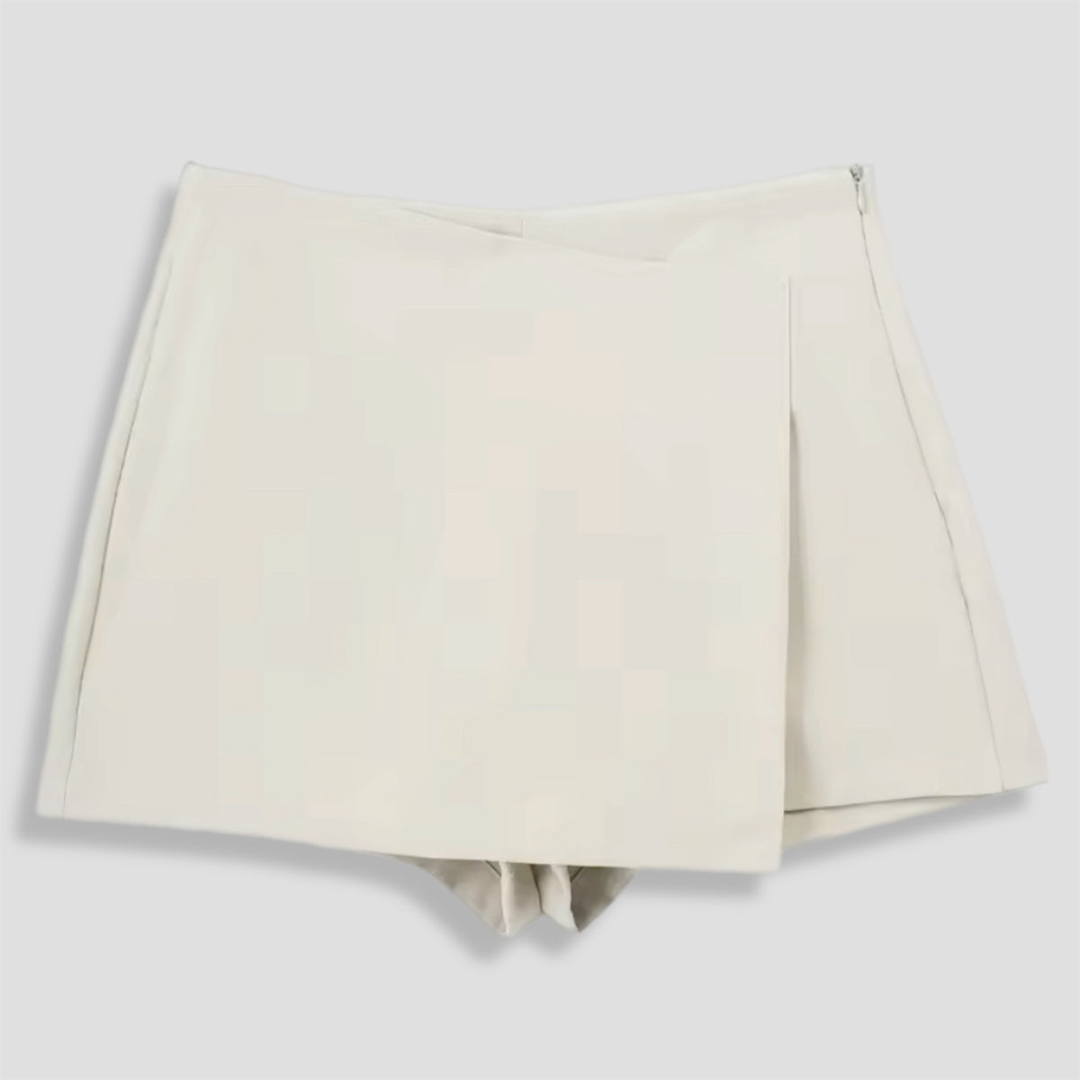 Beige SKORT Zip Up Skirt Shorts. image 3