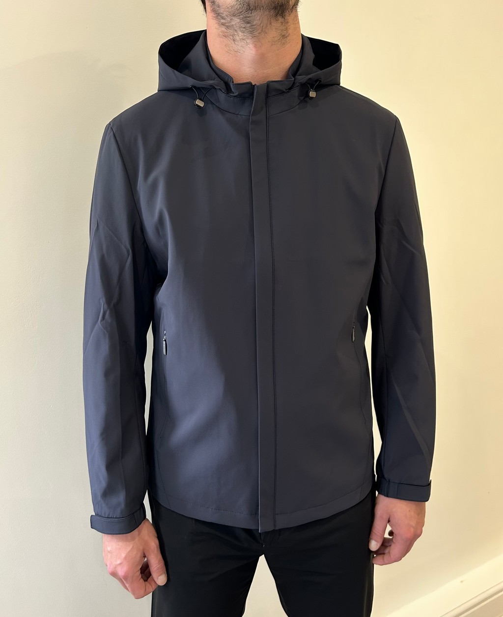 MENS Seamless Slate Grey Waterproof Windbreaker Jacket with Removable Hood image 2