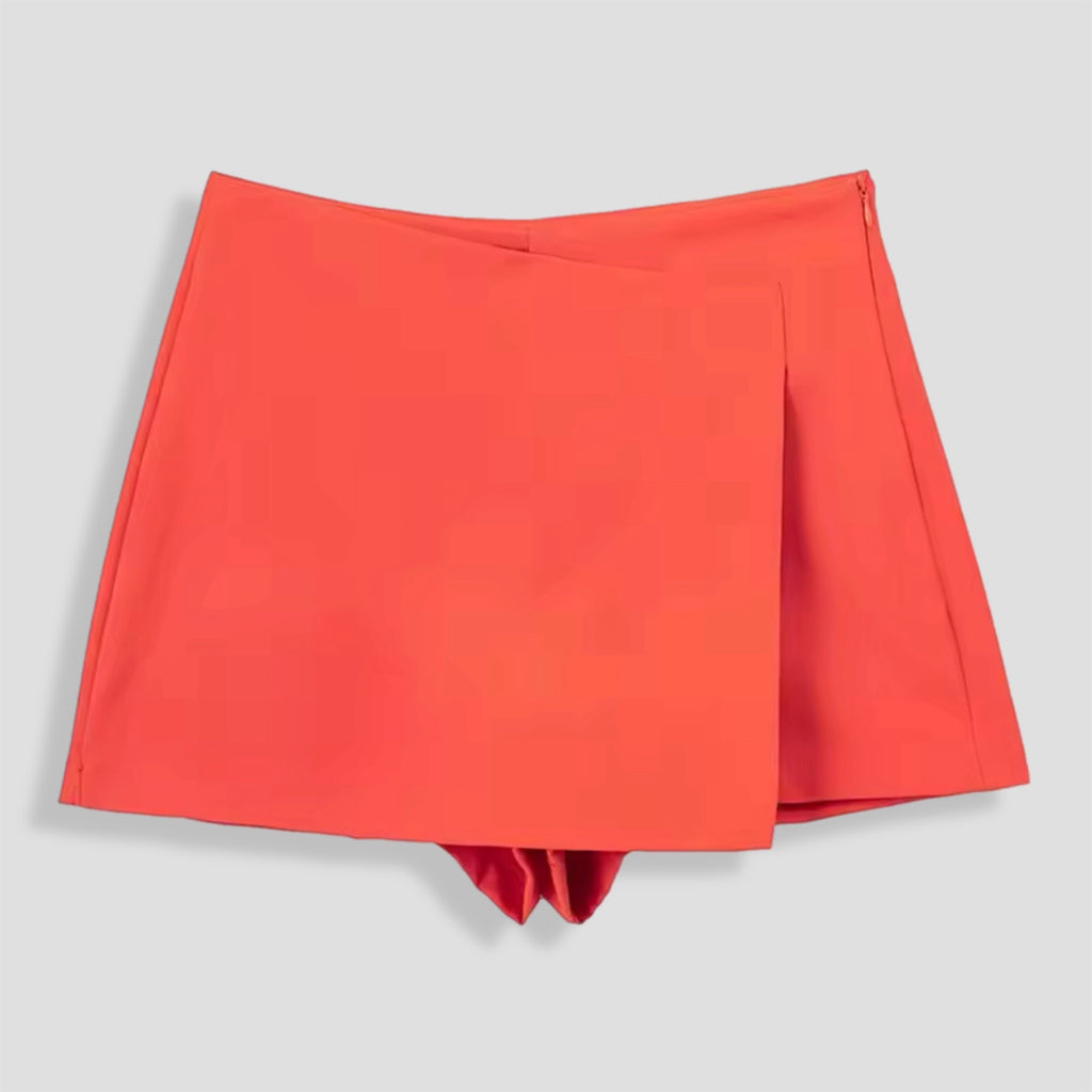 Orange SKORT Zip Up Skirt Shorts. image 1