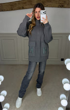 H Dark Grey / Green Cardigan With Pockets - LIMITED image 1