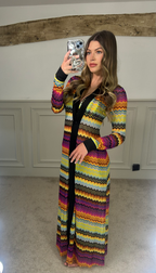 MISSI Black MultiColoured Zig Zag Long Cardigan image 4