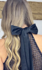 Black Velvet Long Tie Neck Bodysuit  image 4