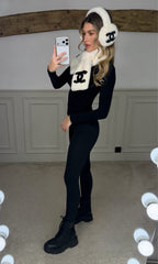 CC White & Black Ear Muff & Scarf SET - LIMITED image 1