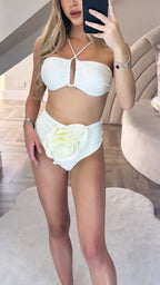 MAGDA Beige Bikini Set with Large Flower Details image 1