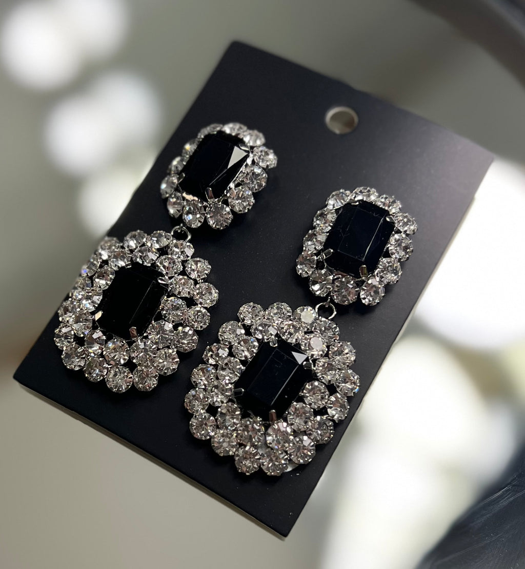 Black Gem & Crystal Diamontè earrings  image 1
