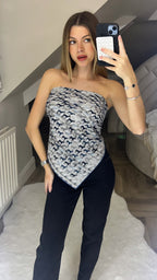 H Navy & Grey 90cm Mini Horse Scarf Top image 1