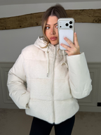 WHITE Faux Fur Gilet Coat with Hood  image 0