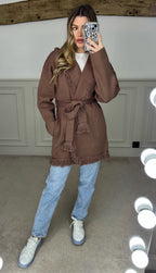 Brown Fringed Wrap Over Cardigan - LIMITED image 0