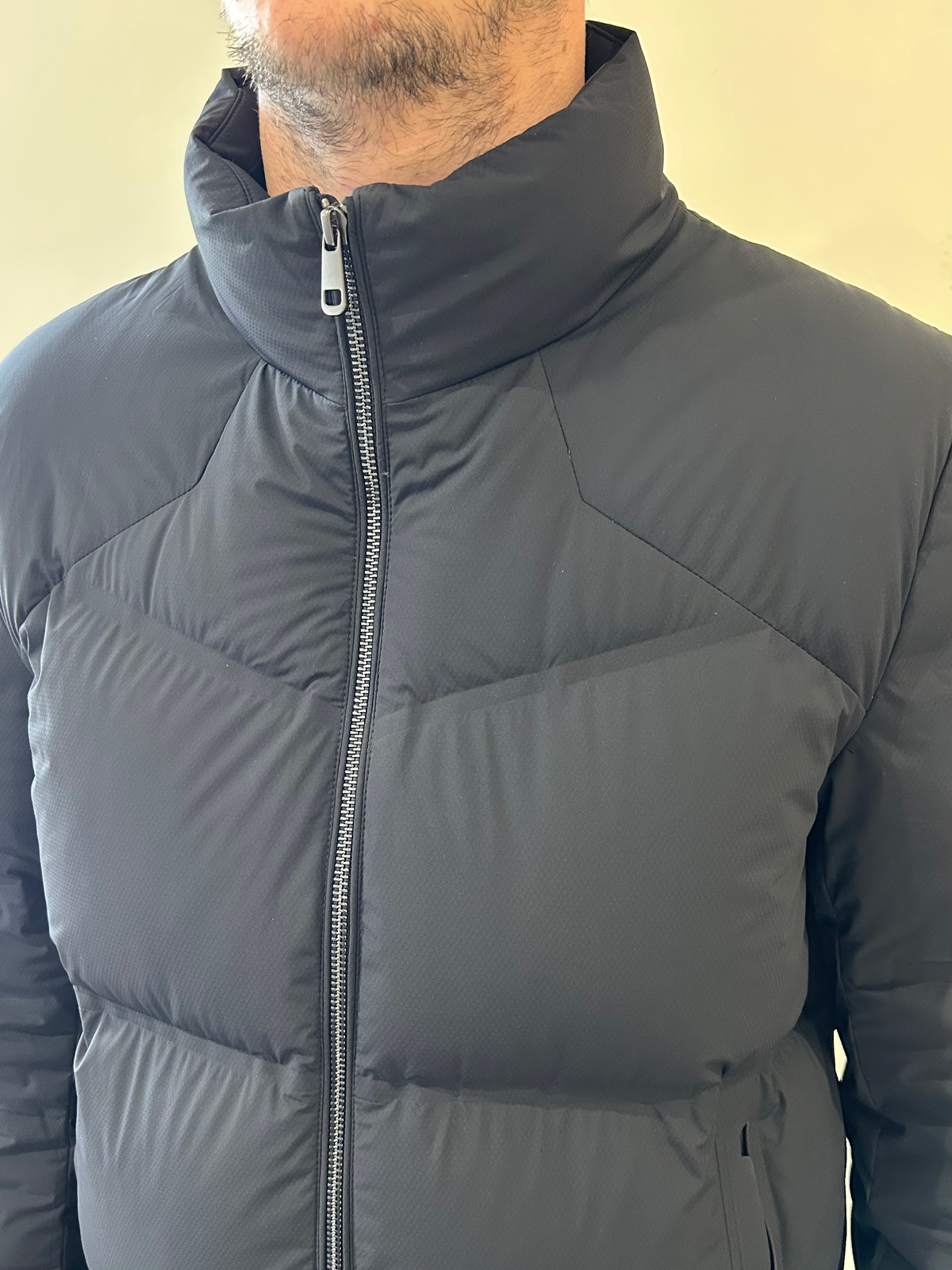 MENS Waterproof Puffer Padded Coat Dark Navy with Seamless Zip  image 2