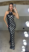Sequin Checkerboard Halter Gown - Limited image 0