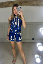 EMILIO Navy & White Silk Shorts  image 5